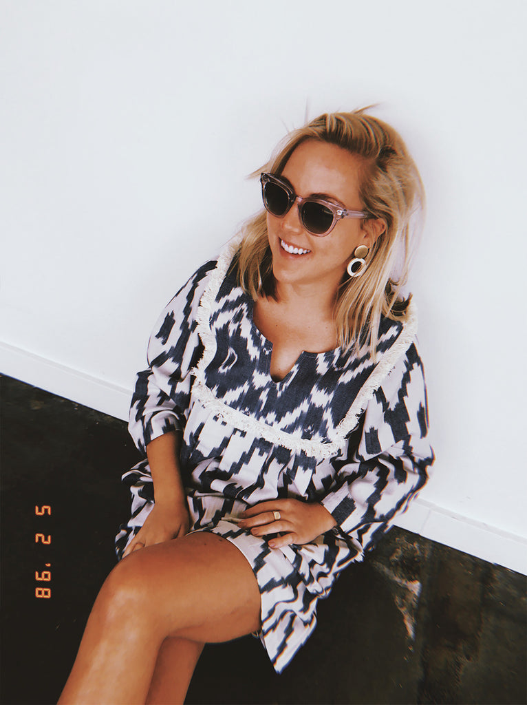 mini kaftan dress White Mini Kaftan Top | Beach Cover Up Tunic (One Size)